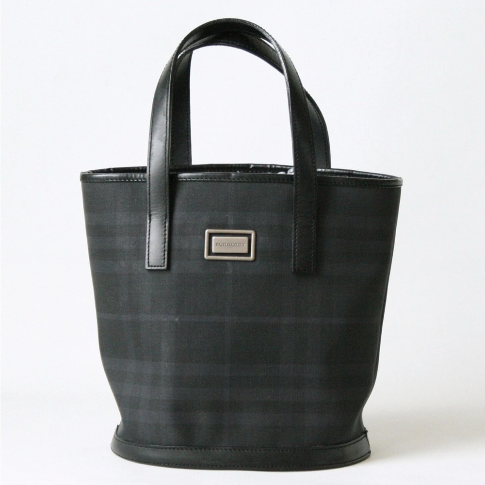 Burberry London Italy Black Check Canvas Mini Bucket bag - Picture 1 of 12